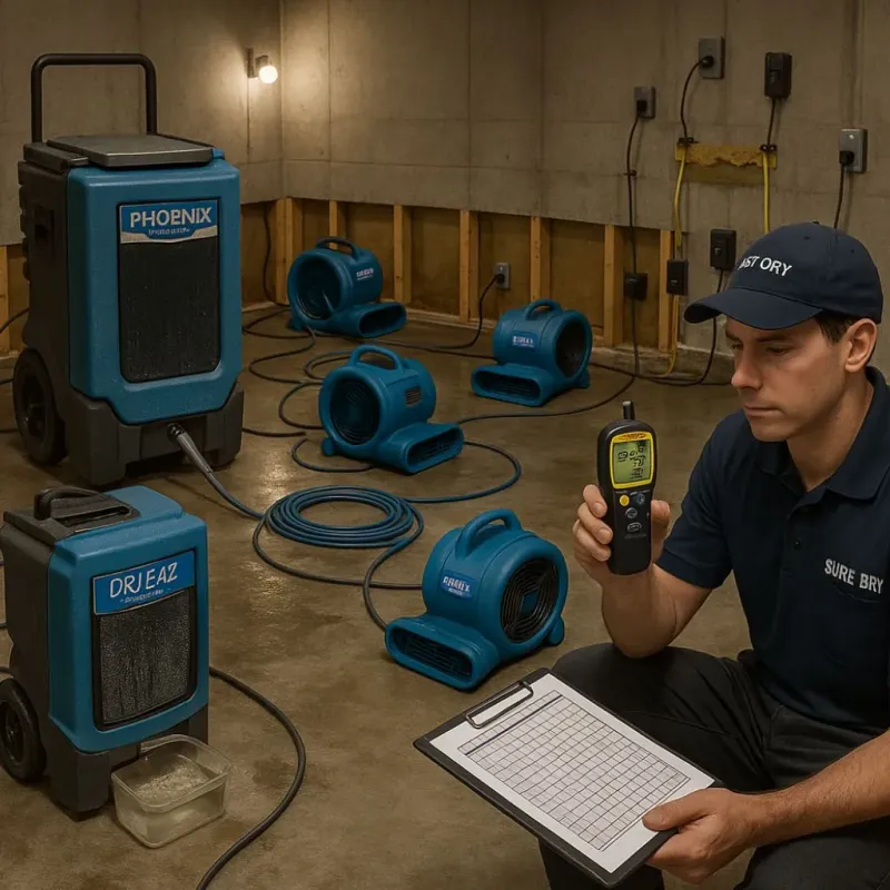 Structural Drying and Dehumidification process in Mountain View Acres, CA